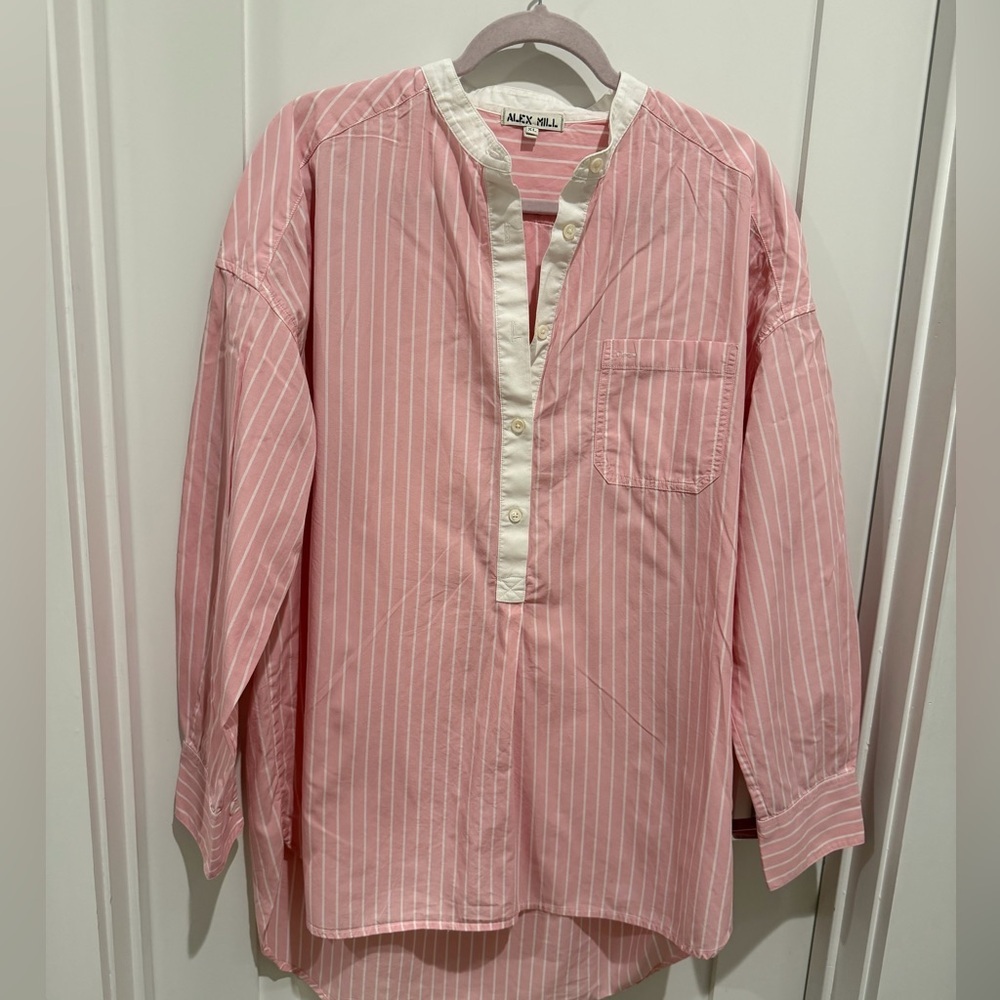 Alex Mill pink and White Striped Button Down Shirt XL - Picture 6 of 10